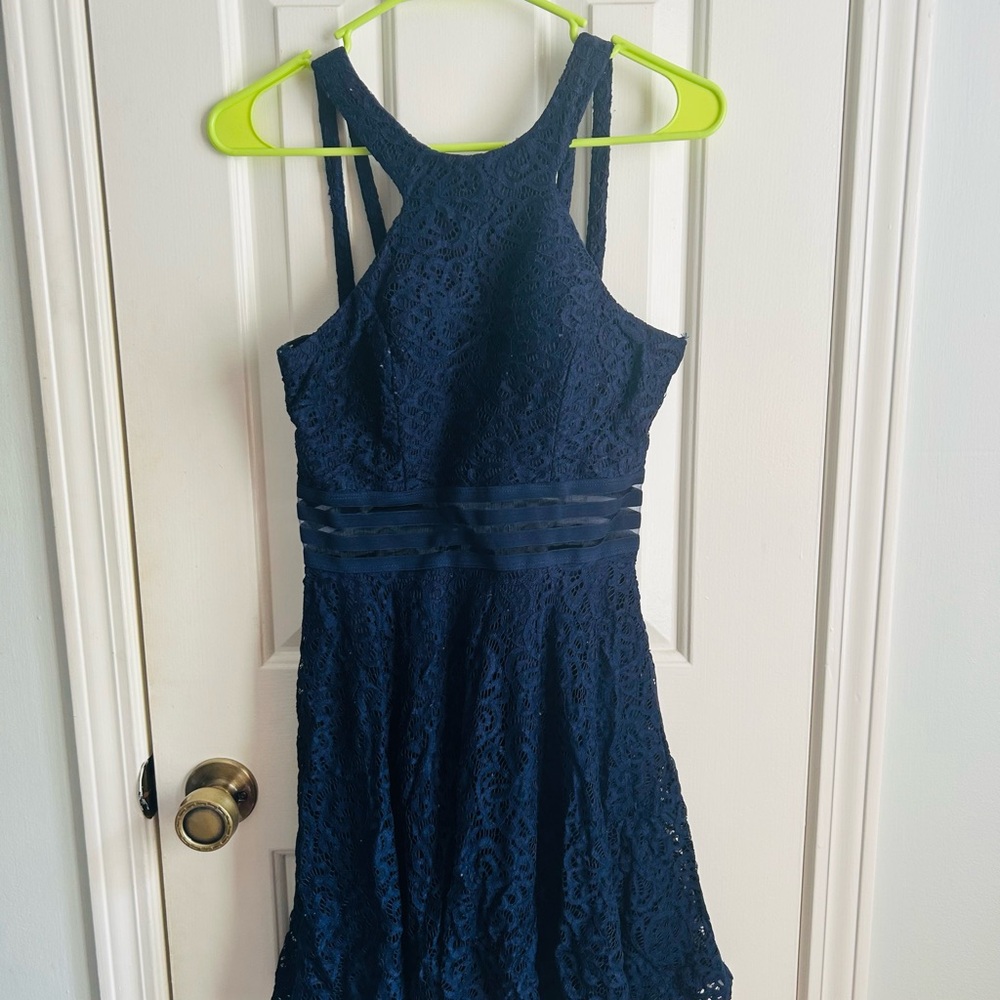 Elegant Navy Lace Dress